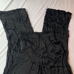 Satin black loose pants